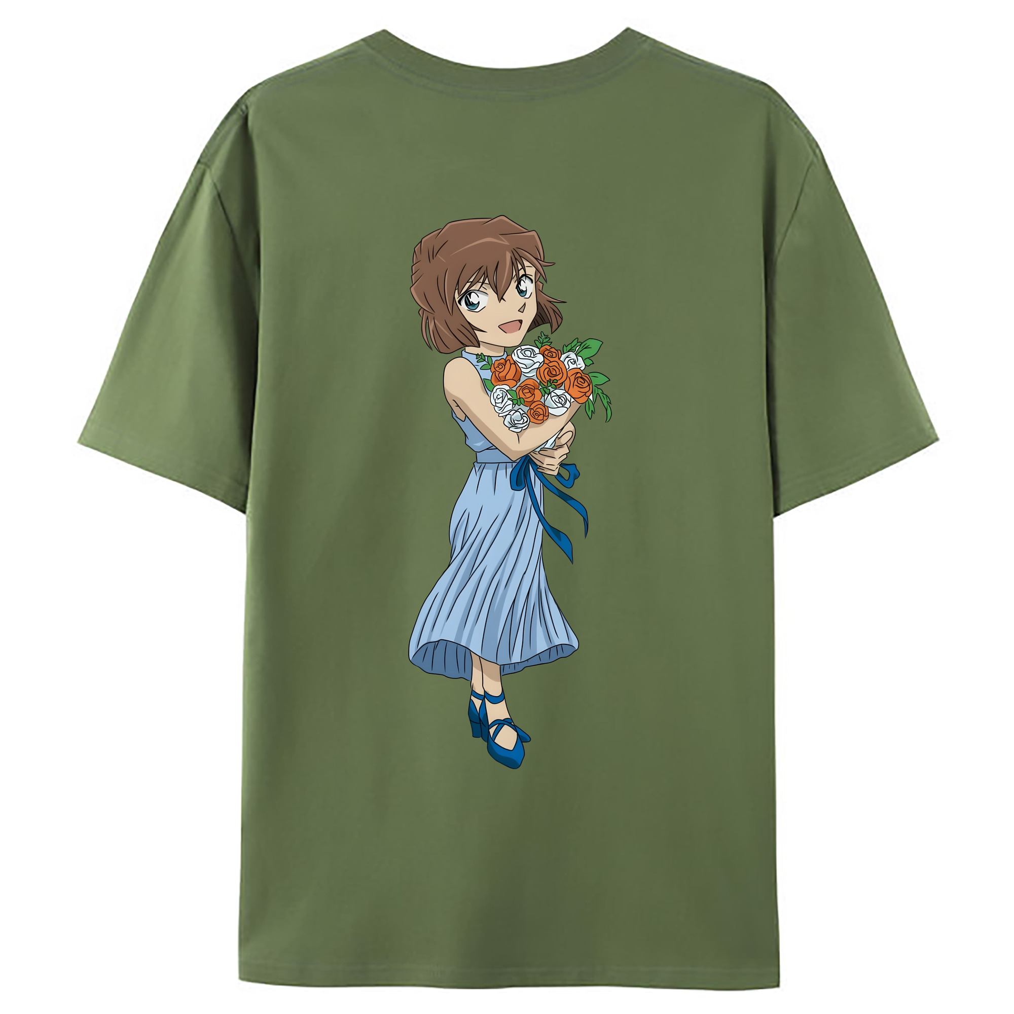 （画像用） 名探偵コナン 灰原 哀 はいばら あい Detective Conan Anita Hailey、Vi Graythorn Haibara Ai 綿100％ メンズ半袖Tシャツ（バックプリント） 通気性